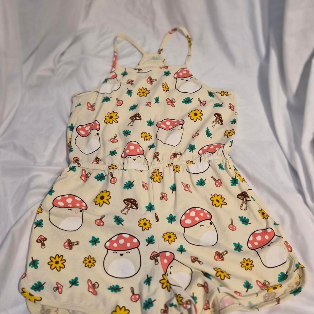 Official Squishmallows Malcolm the Mushroom Romper Kids Girl’s Large Pajamas